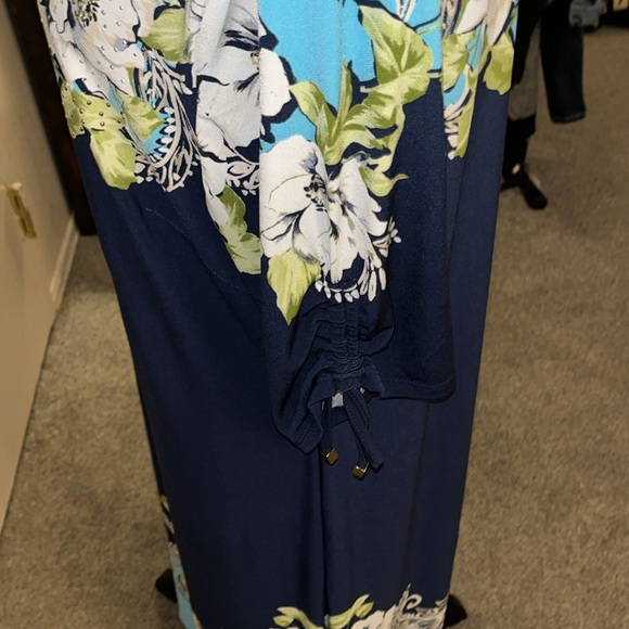 XL Pull Over Blue Multi- Color Printed Ankle Length Dress - Picture 4 of 7